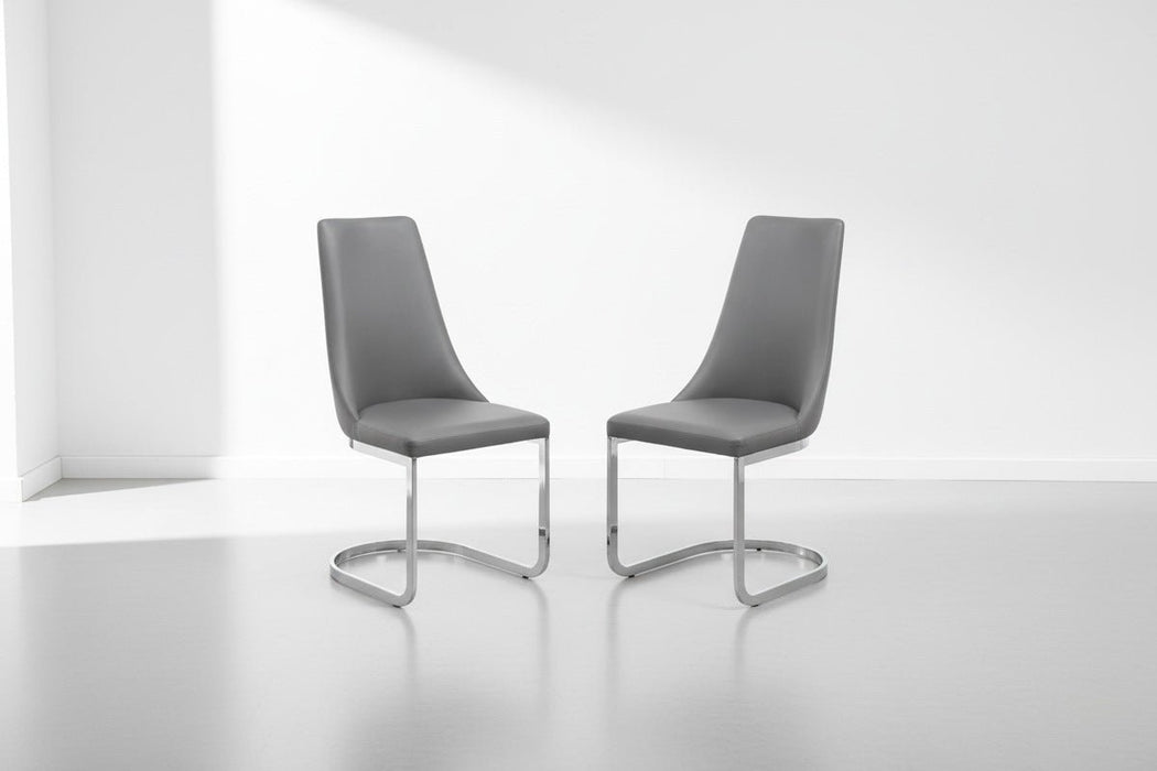 Seraphina Cantilever Dining Chairs – Grey Faux Leather (Set of 2) - Luminex FurnitureChairsCOM103