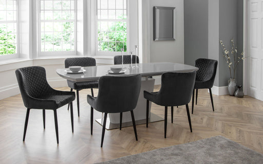 Seraphina Grey High Gloss Table & 6 Grey Braylin Chairs - Luminex FurnitureDining SetCOM152