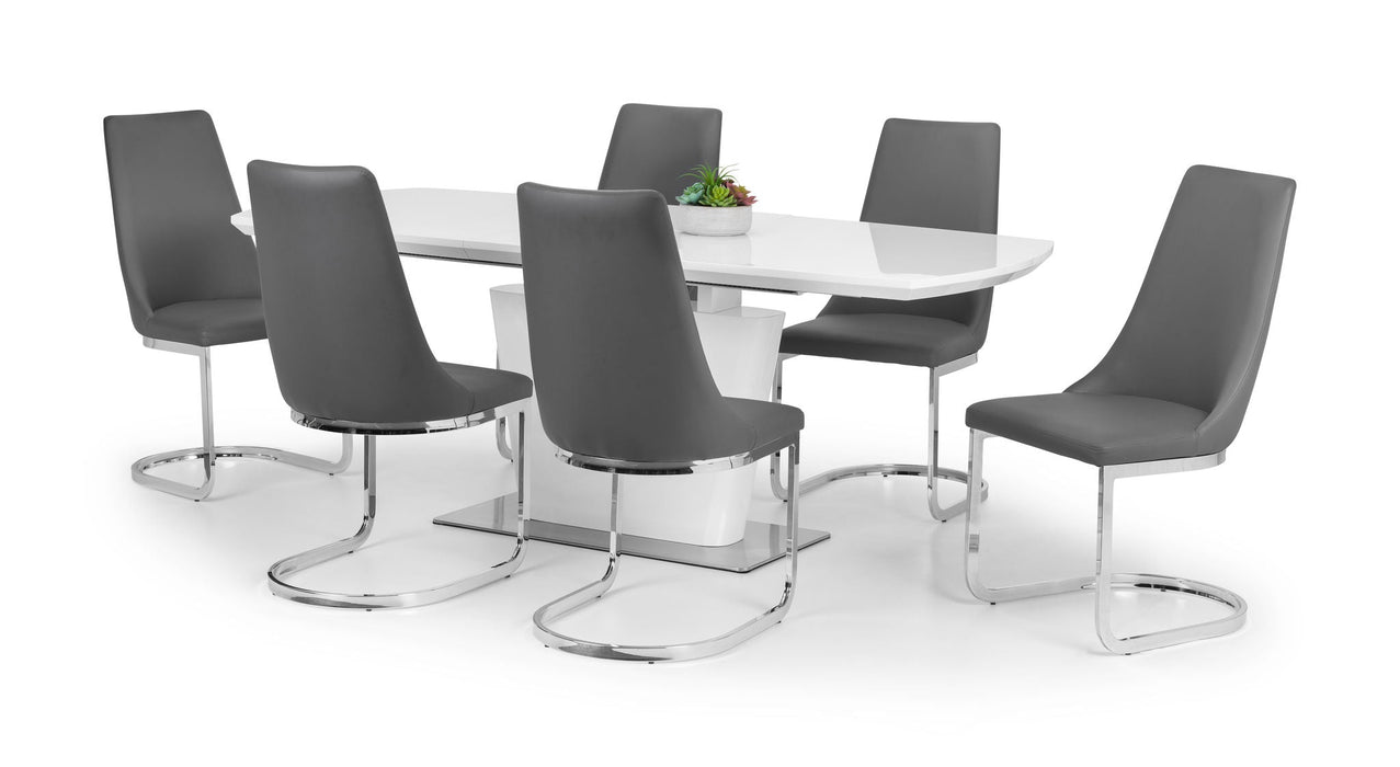 Seraphina Grey High Gloss Table & 6 Seraphina Cantilever Chairs - Luminex FurnitureDining SetCOM154