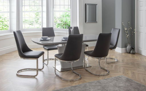 Seraphina Grey High Gloss Table & 6 Seraphina Cantilever Chairs - Luminex FurnitureDining SetCOM154