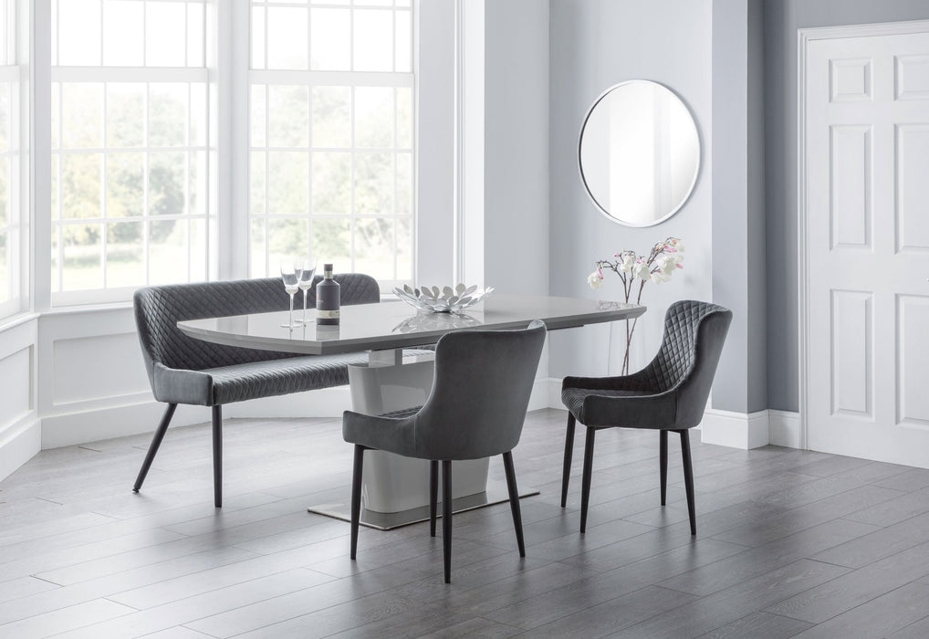 Seraphina Grey High Gloss Table with Grey Braylin Bench & 2 Chairs - Luminex FurnitureDining SetCOM155