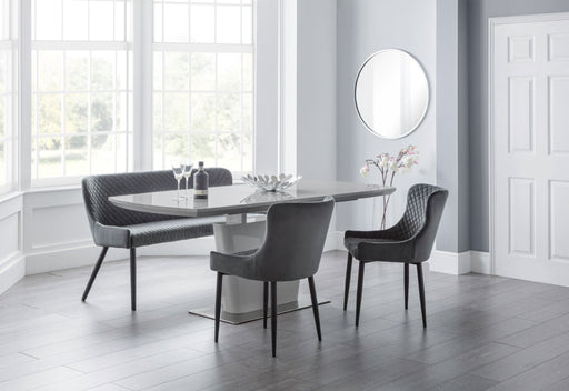 Seraphina Grey High Gloss Table with Grey Braylin Bench & 2 Chairs - Luminex FurnitureDining SetCOM155
