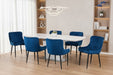 Seraphina White High Gloss Table & 6 Blue Velvet Braylin Chairs Set - Luminex FurnitureDining SetCOM107