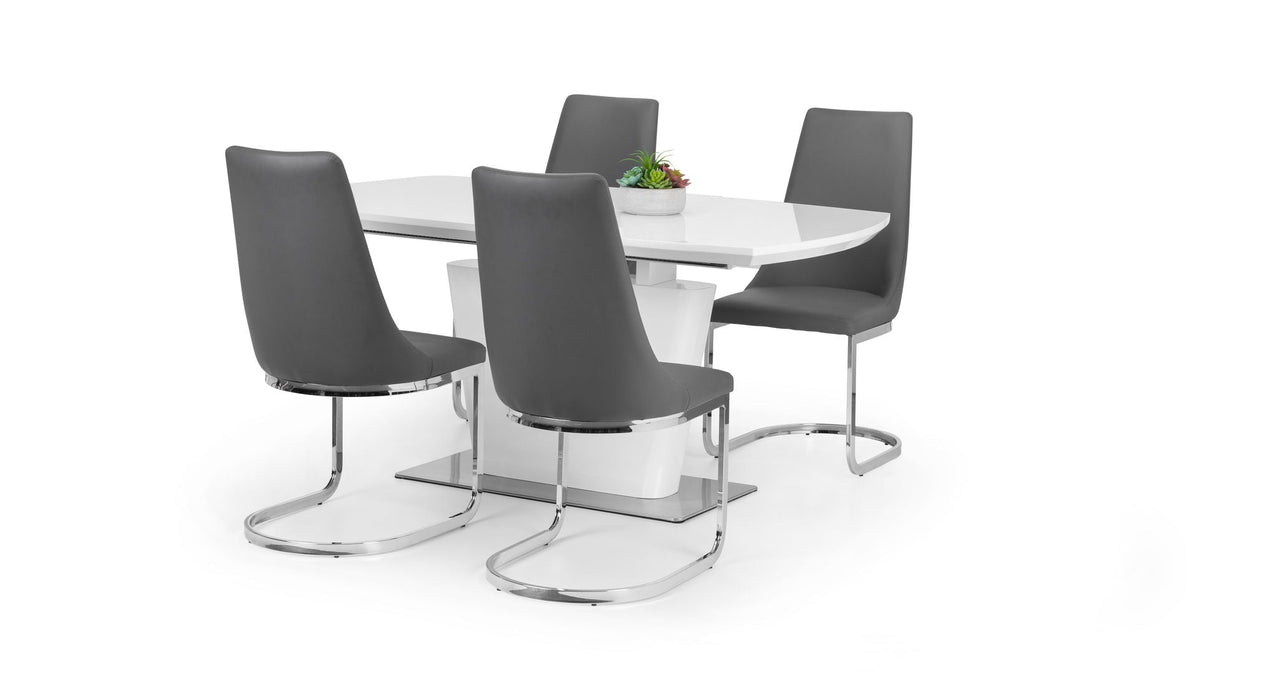 Seraphina White High Gloss Table and 4 Seraphina Chairs - Luminex FurnitureDining SetCOM104