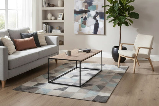 Serena Coffee Table – Sonoma Oak & Black Metal Frame - Luminex FurnitureCoffee TableTRI202