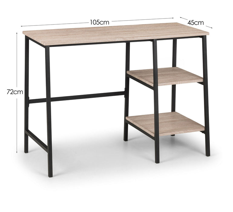 Serena Desk – Sonoma Oak & Black Metal Frame - Luminex FurnitureDeskTRI207