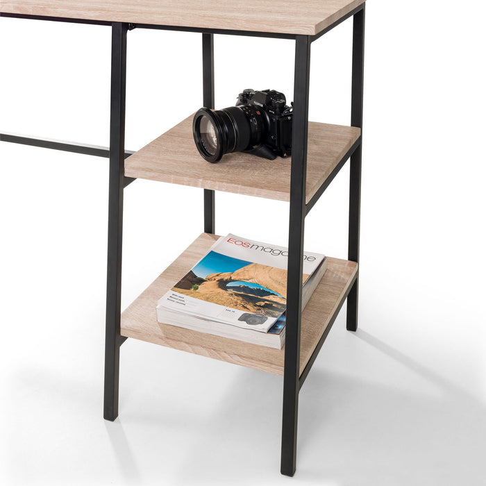 Serena Desk – Sonoma Oak & Black Metal Frame - Luminex FurnitureDeskTRI207
