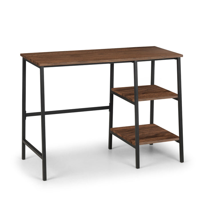 Serena Desk – Walnut Finish & Black Metal Frame - Luminex FurnitureDeskTRI507