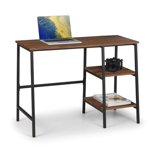 Serena Desk – Walnut Finish & Black Metal Frame - Luminex FurnitureDeskTRI507