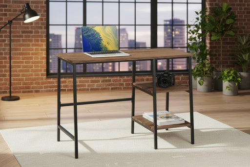 Serena Desk – Walnut Finish & Black Metal Frame - Luminex FurnitureDeskTRI507