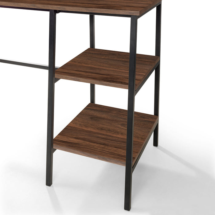 Serena Desk – Walnut Finish & Black Metal Frame - Luminex FurnitureDeskTRI507