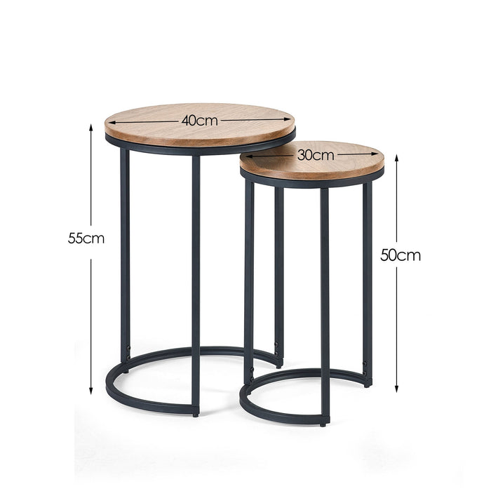 Serena Round Nesting Side Tables - Sonoma Oak - Luminex FurnitureLamp TableTRI220