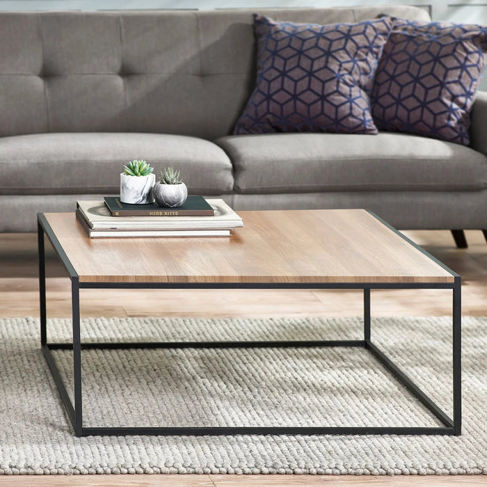 Serena Square Coffee Table – Sonoma Oak & Metal Frame - Luminex FurnitureCoffee TableTRI224