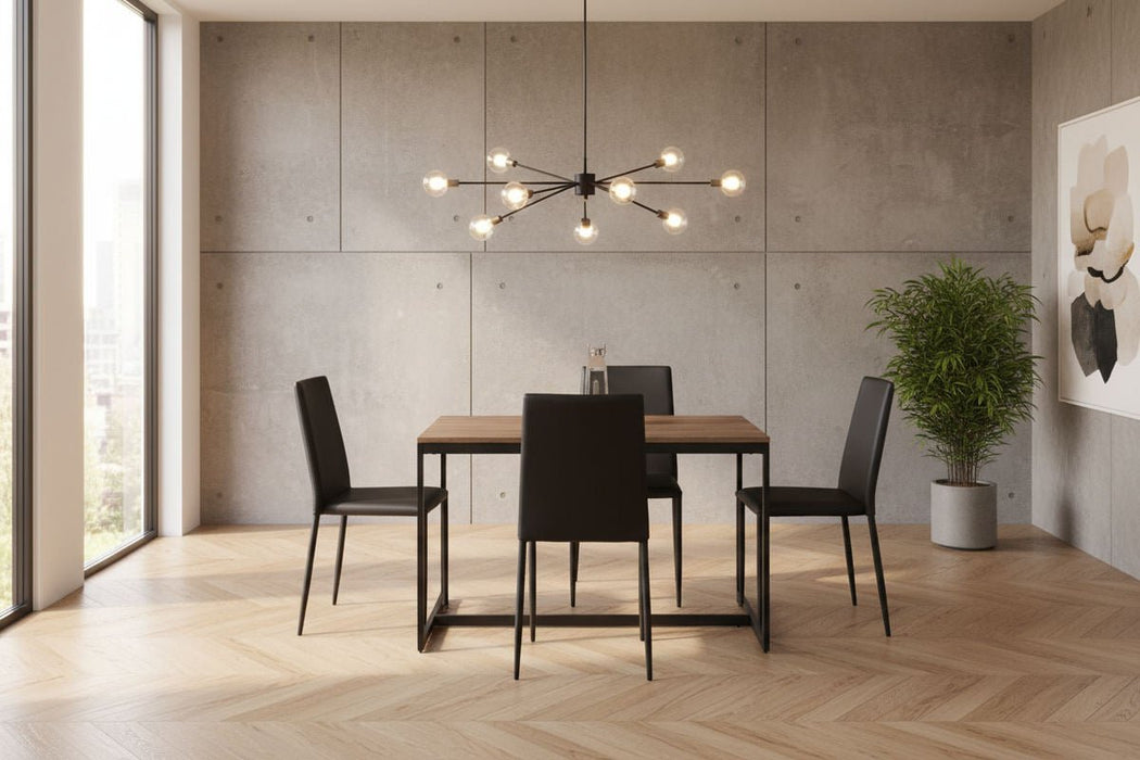 Serena Walnut Table & 4 Black Casa Chairs – Modern 5 - Piece Set - Luminex FurnitureDining SetTRI510