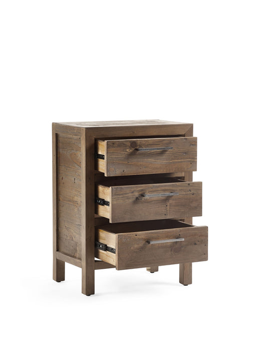 Sierra 3 Drawer Bedside – Rustic Reclaimed Wood Bedroom Storage - Luminex FurnitureBedside TableHER211