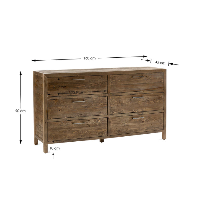 Sierra 6 Drawer Wide Chest - Luminex FurnitureChest of drawersHER214
