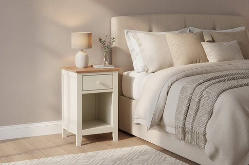 Soho Ivory and Oak 1 Drawer Bedside Table - Luminex FurnitureBedside TableSAL301