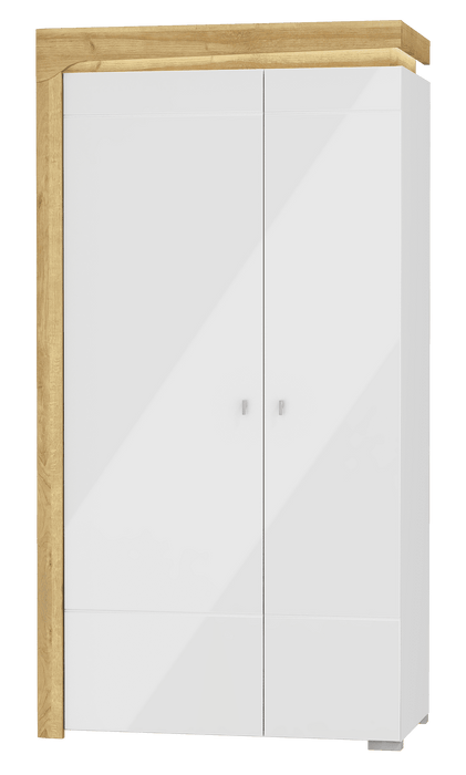 Solaro Oak & White Gloss 2 - Door Wardrobe - LuminexFurnitureWardrobe3175
