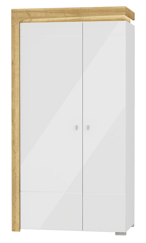 Solaro Oak & White Gloss 2 - Door Wardrobe - LuminexFurnitureWardrobe3175