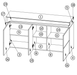 Solaro Oak & White Gloss 3 - Door Sideboard - LuminexFurnitureSideboard3177