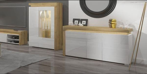 Solaro Oak & White Gloss 3 - Door Sideboard - LuminexFurnitureSideboard3177
