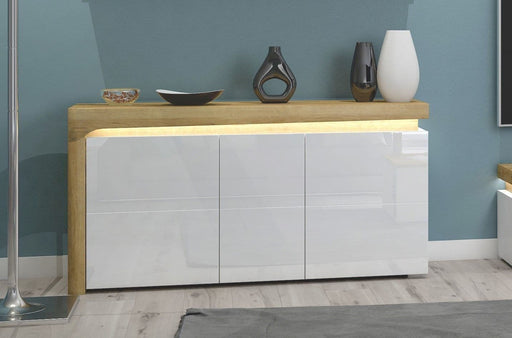 Solaro Oak & White Gloss 3 - Door Sideboard - LuminexFurnitureSideboard3177