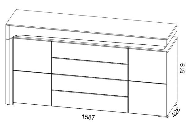 Solaro Oak & White Gloss Large Sideboard - LuminexFurnitureSideboard3179