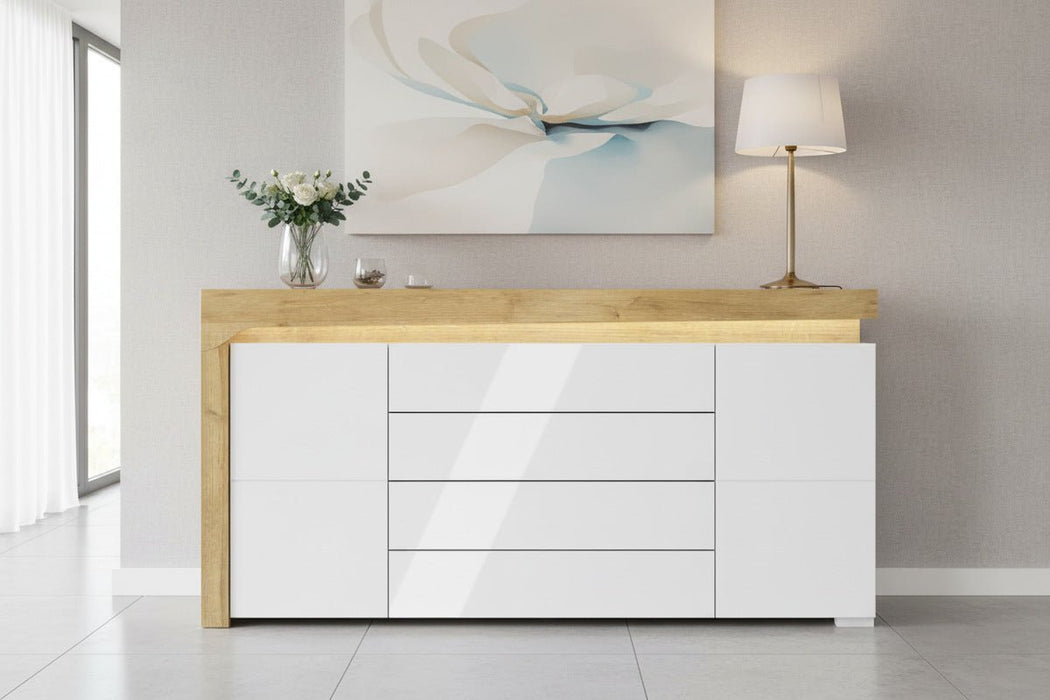 Solaro Oak & White Gloss Large Sideboard - Luminex FurnitureSideboard3179