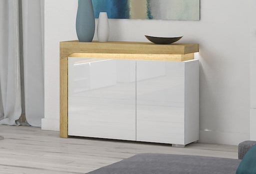 Solaro Oak & White Gloss Small Sideboard - LuminexFurnitureSideboard3178