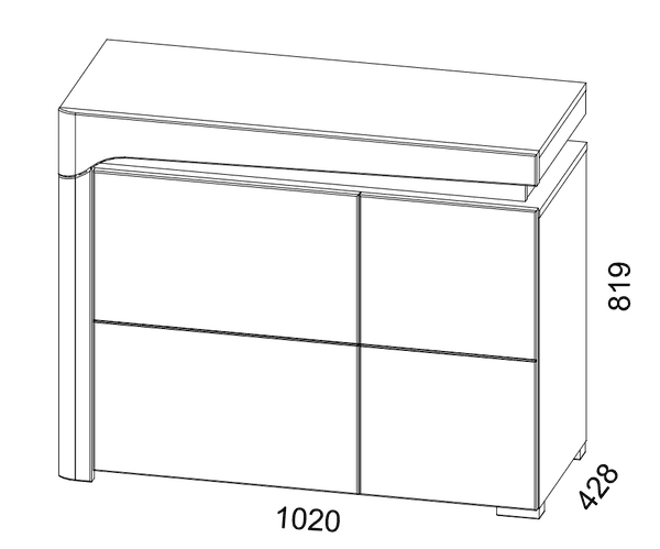 Solaro Oak & White Gloss Small Sideboard - LuminexFurnitureSideboard3178