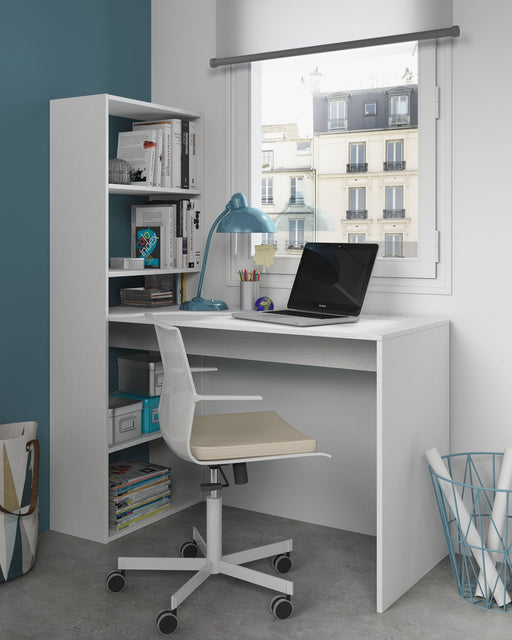 Sorella Matt White Desk with Bookcase - Luminex FurnitureDesk2564