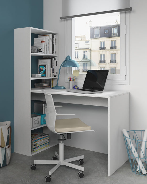 Sorella Matt White Desk with Bookcase - Luminex FurnitureDesk2564