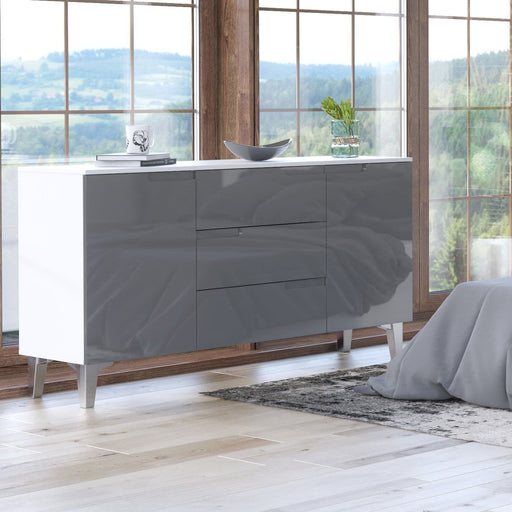 Sorento Grey Gloss & White 2 - Door 3 - Drawer Wide Sideboard - Luminex FurnitureSideboard3236