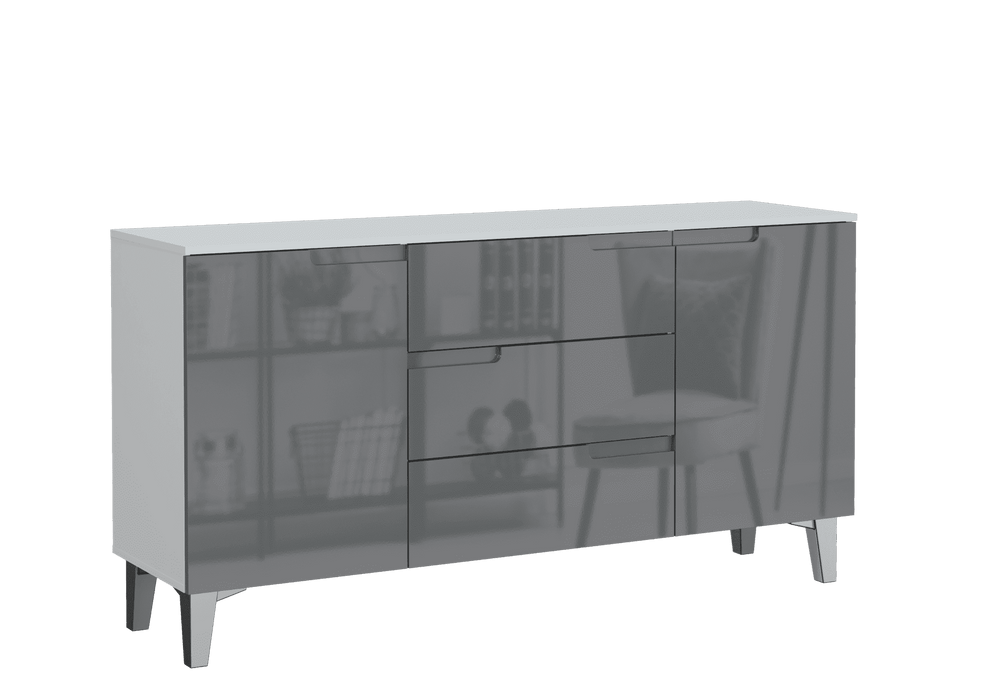 Sorento Grey Gloss & White 2 - Door 3 - Drawer Wide Sideboard - Luminex FurnitureSideboard3236