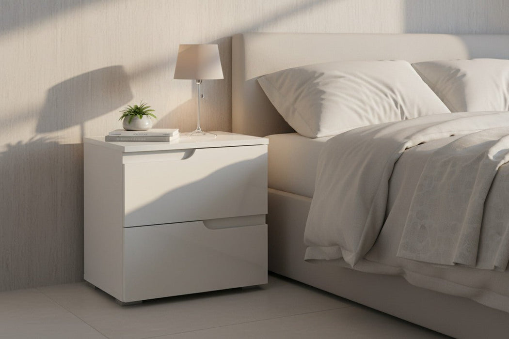 Sorento White Gloss 2 Drawer Bedside Table - Luminex FurnitureBedside Table2713