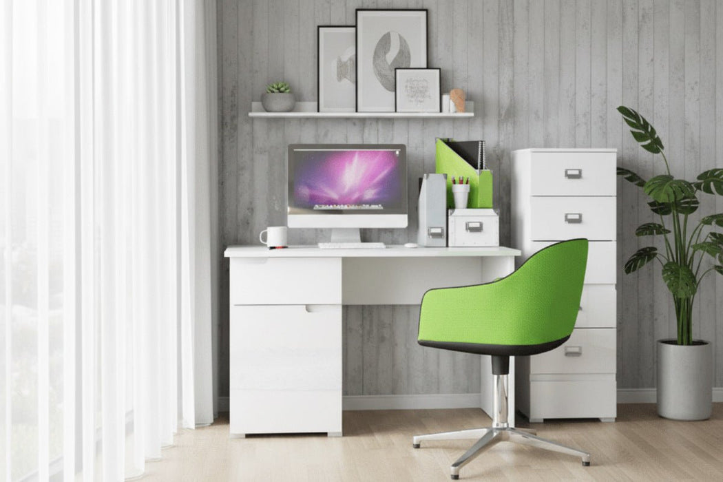 Sorento White Gloss Computer Desk with Device Holder - Luminex FurnitureDesk2619