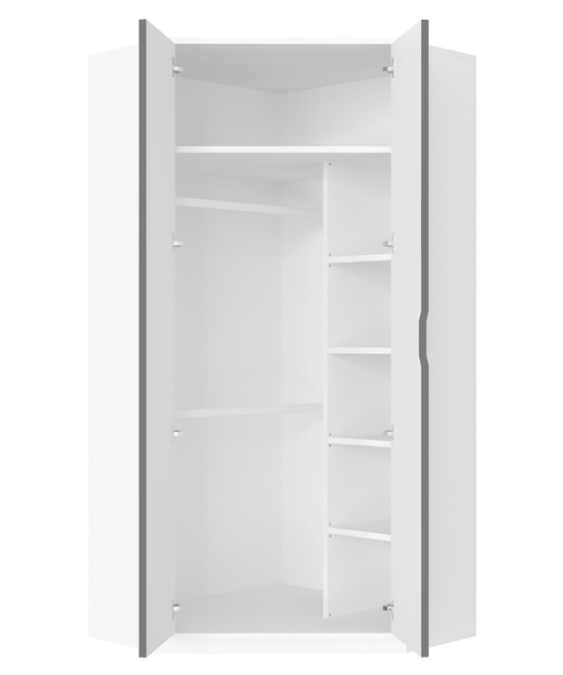 Sorento White Gloss Mirrored Corner Wardrobe - Luminex FurnitureWardrobe2292