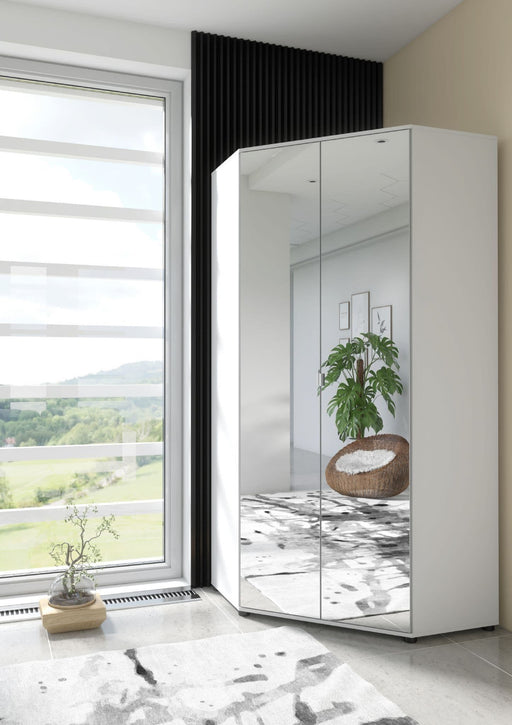 Sorento White Gloss Mirrored Corner Wardrobe - Luminex FurnitureWardrobe2292