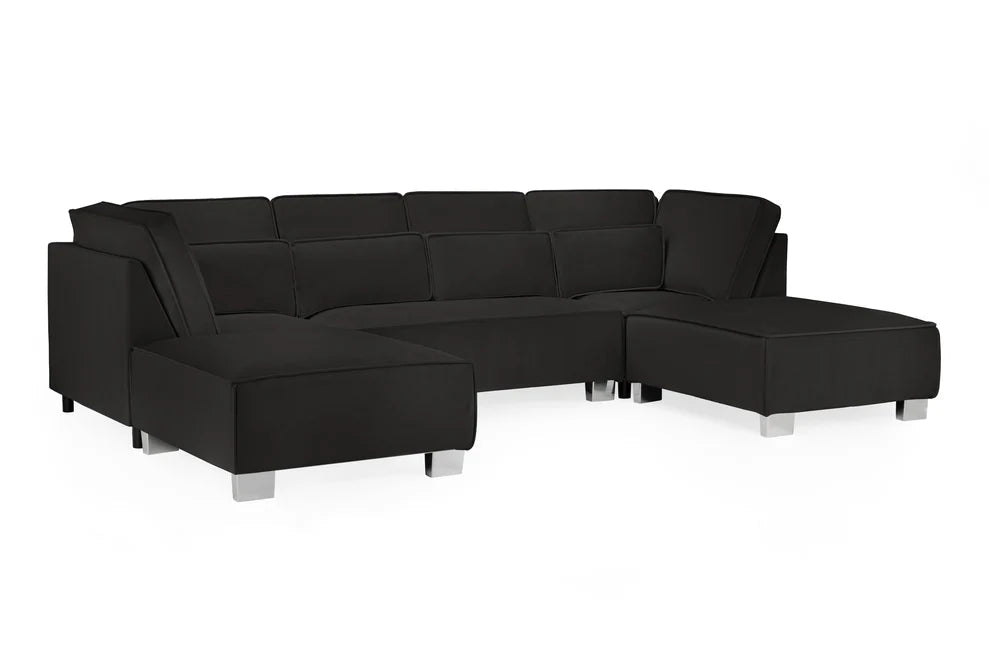 Sorrento Black U - Shape Corner Sofa – Velvet 7 Seater - Luminex FurnitureSofassloane_black_u_shape