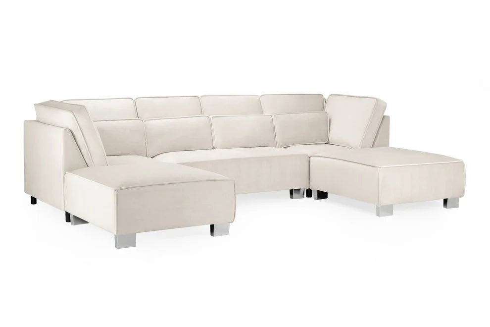 Sorrento Cream U - Shape Corner Sofa – Velvet 7 Seater - Luminex FurnitureSofassloane_cream_u_shape