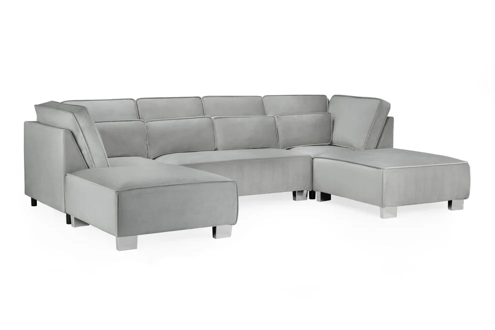 Sorrento Grey U - Shape Corner Sofa – Velvet 7 Seater - Luminex FurnitureSofassloane_grey_u_shape