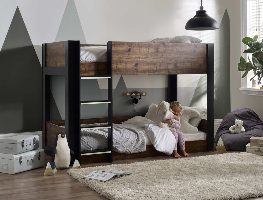 Stalham Bunk Bed – Rustic & Black Kids’ Bunk - Luminex FurnitureBunk BedSOL102
