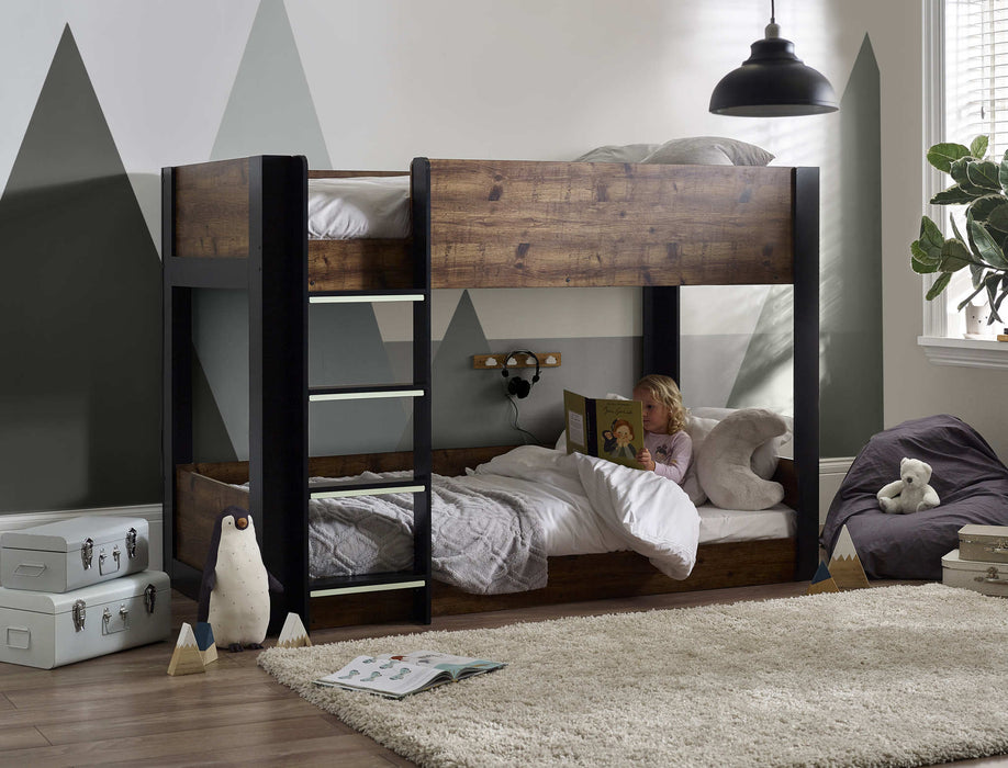 Stalham Bunk Bed – Rustic & Black Kids’ Bunk - Luminex FurnitureBunk BedSOL102