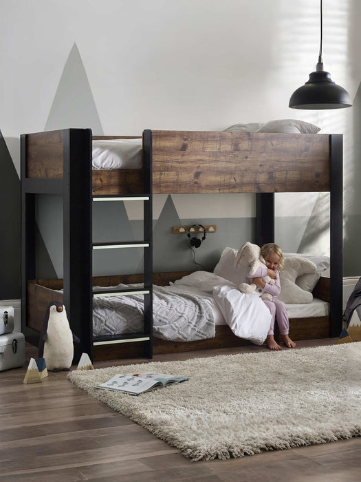 Stalham Bunk Bed – Rustic & Black Kids’ Bunk - Luminex FurnitureBunk BedSOL102