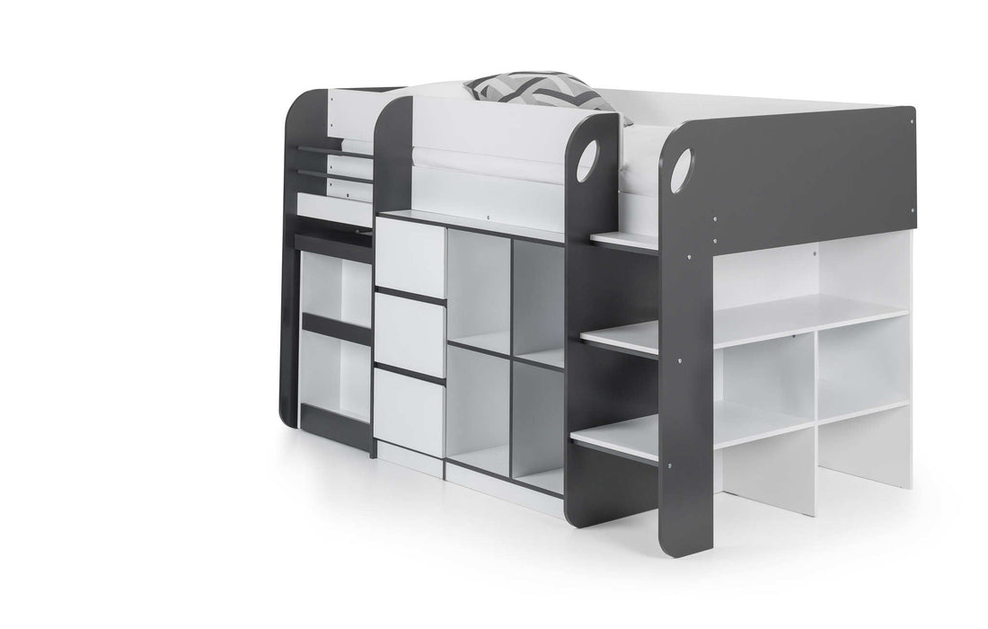 Stratford Mid Sleeper Bed with Storage – Black & White - Luminex FurnitureMid SleepersSAT401