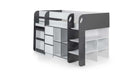 Stratford Mid Sleeper Bed with Storage – Black & White - Luminex FurnitureMid SleepersSAT401