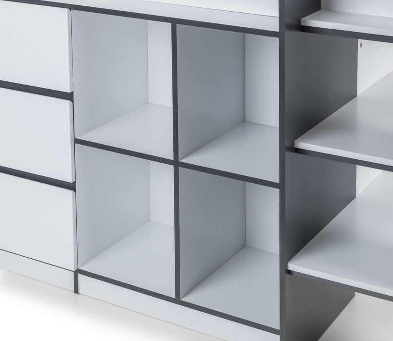 Stratford Mid Sleeper Bed with Storage – Black & White - Luminex FurnitureMid SleepersSAT401