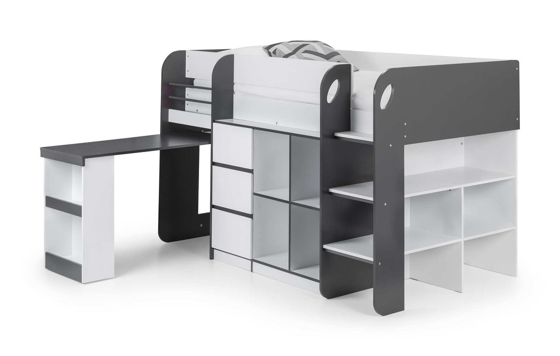 Stratford Mid Sleeper Bed with Storage – Black & White - Luminex FurnitureMid SleepersSAT401