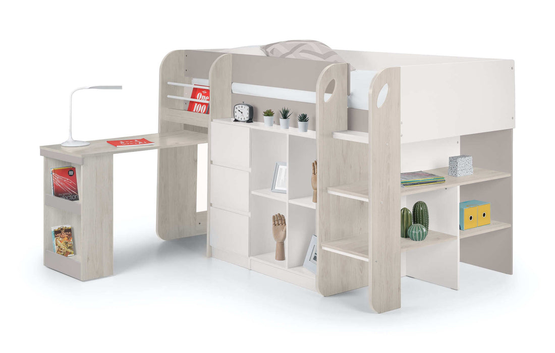 Stratford Mid Sleeper Bed with Storage – Taupe - Luminex FurnitureMid SleepersSAT405