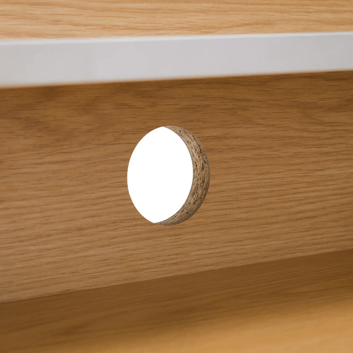 Stravon Desk – Oak & White Finish with Shelf & Cable Hole - Luminex FurnitureDeskPAL101